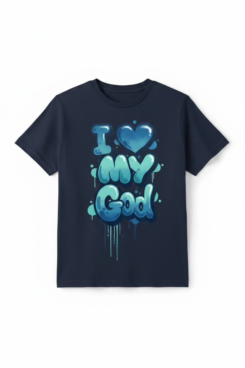 I Love My God kids navy blue t-shirt