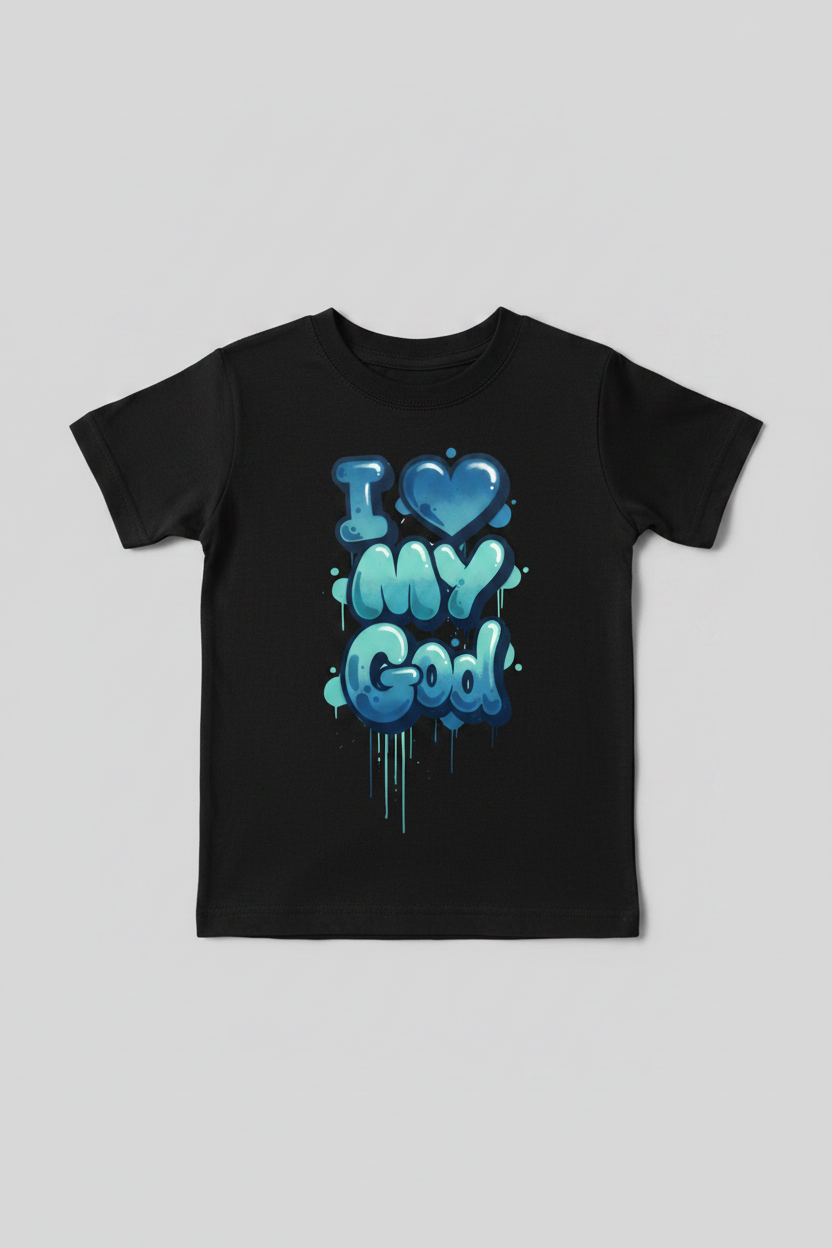 I Love My God kids black t-shirt