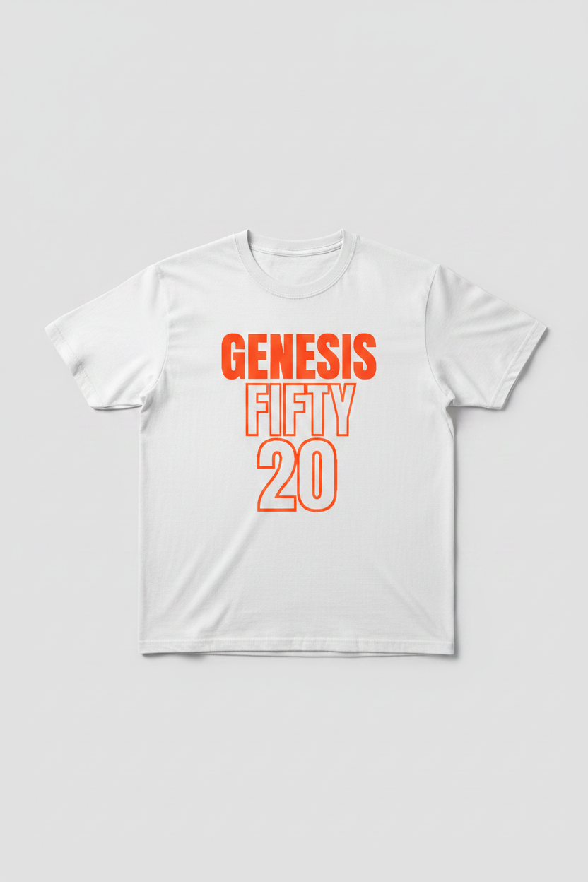 Genesis 50:20 white t-shirt orange letters